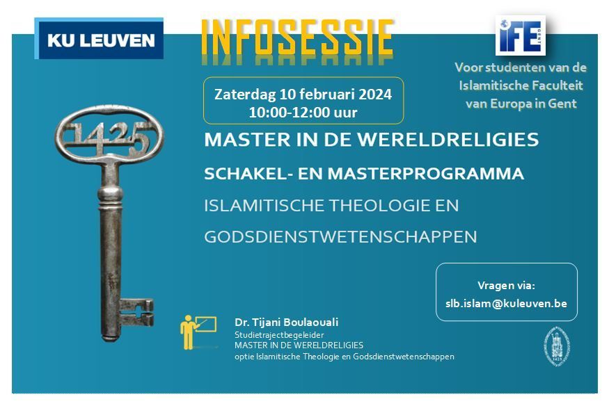 Interesse in islamitische theologie? Binnenkort vinden er 2 infosessies plaats: Online op 26 januari voor alle geïnteresseerden en specifiek voor studenten van de Islamitische Faculteit van Europa op 10 februari.