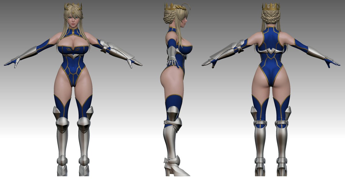 RyanReos's tweet photo. Artoria Lancer WIP - Suit and armors 👀 

Going to model her skirt, cape and the Rhongomyniad later, because I really need to texture this set first and start rigging her in Blender 🤤 https://t.co/DRHEyHN8li