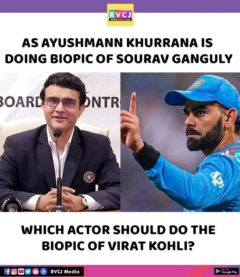 Which actor should play Virat Kohli?

#viratkohli #ayushmannkhurrana #sauravganguly