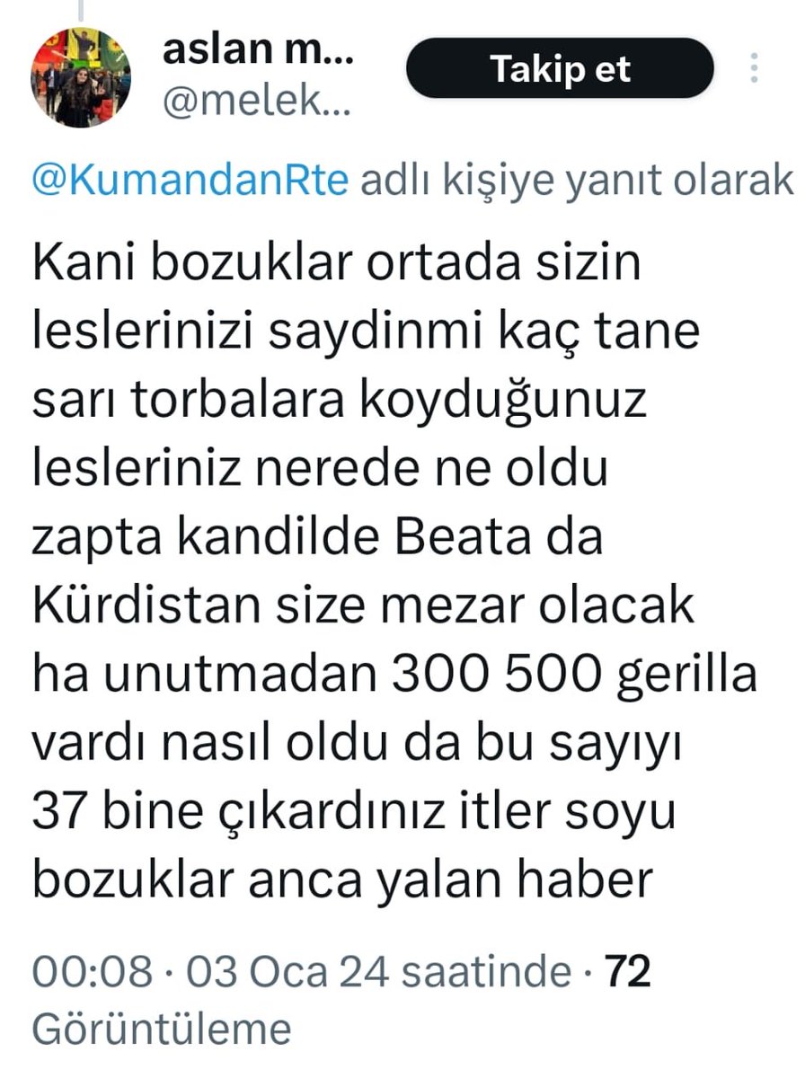 Bu bir ihbardır ! Bu terörist Lice Diyarbakır'da yaşıyor bana yapmış olduğu onlarca hakaretinden dolayı hakkında suç duyurusunda bulundum.. Şehitlerimize leş diyen bu bu alçağın bir an evvel alınması için RT yapın lütfen @melekasam21 @AliYerlikaya @SiberayEGM @EmniyetGM…