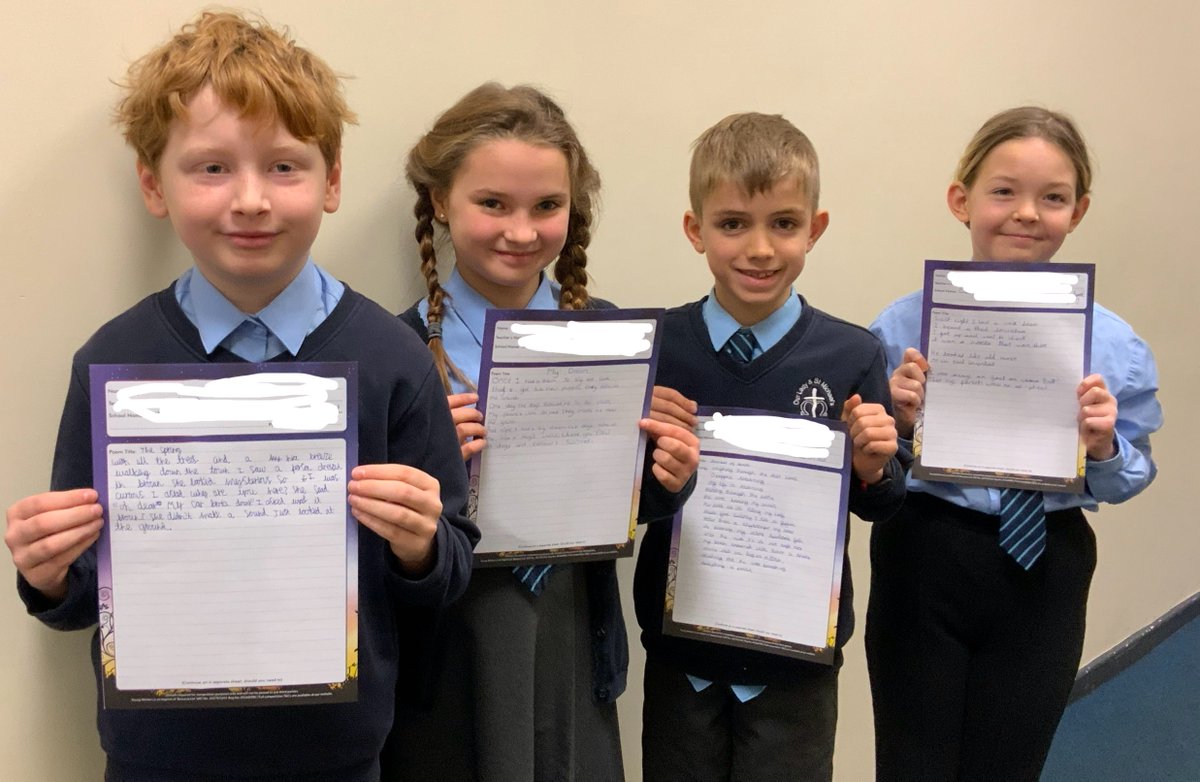 OLSMtweeters's tweet image. Dosbarth Pump have loved using their imaginations to enter @YoungWritersCW poetry competition 📝Mrs Callicott was amazed reading about space dogs, playing in the World Cup and even some nightmares! #onceuponadream #creativewriting @EAS_LLCEnglish