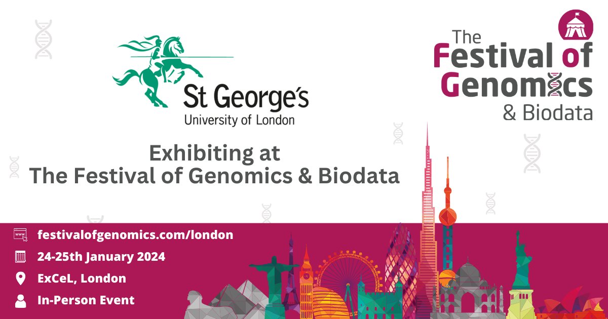 School of Health & Medical Sciences (@citystg_health) on Twitter photo St George's will showcase at <a href="/FoGenomics/">The Festival of Genomics & Biodata</a> on 24 & 25 January 2024 at ExCeL, London!
Explore groundbreaking research, breakthroughs and networking opportunities firsthand with us.
Find out more: festivalofgenomics.com/london/en/page… St George's will showcase at <a href="/FoGenomics/">The Festival of Genomics & Biodata</a> on 24 & 25 January 2024 at ExCeL, London!
Explore groundbreaking research, breakthroughs and networking opportunities firsthand with us.
Find out more: festivalofgenomics.com/london/en/page…