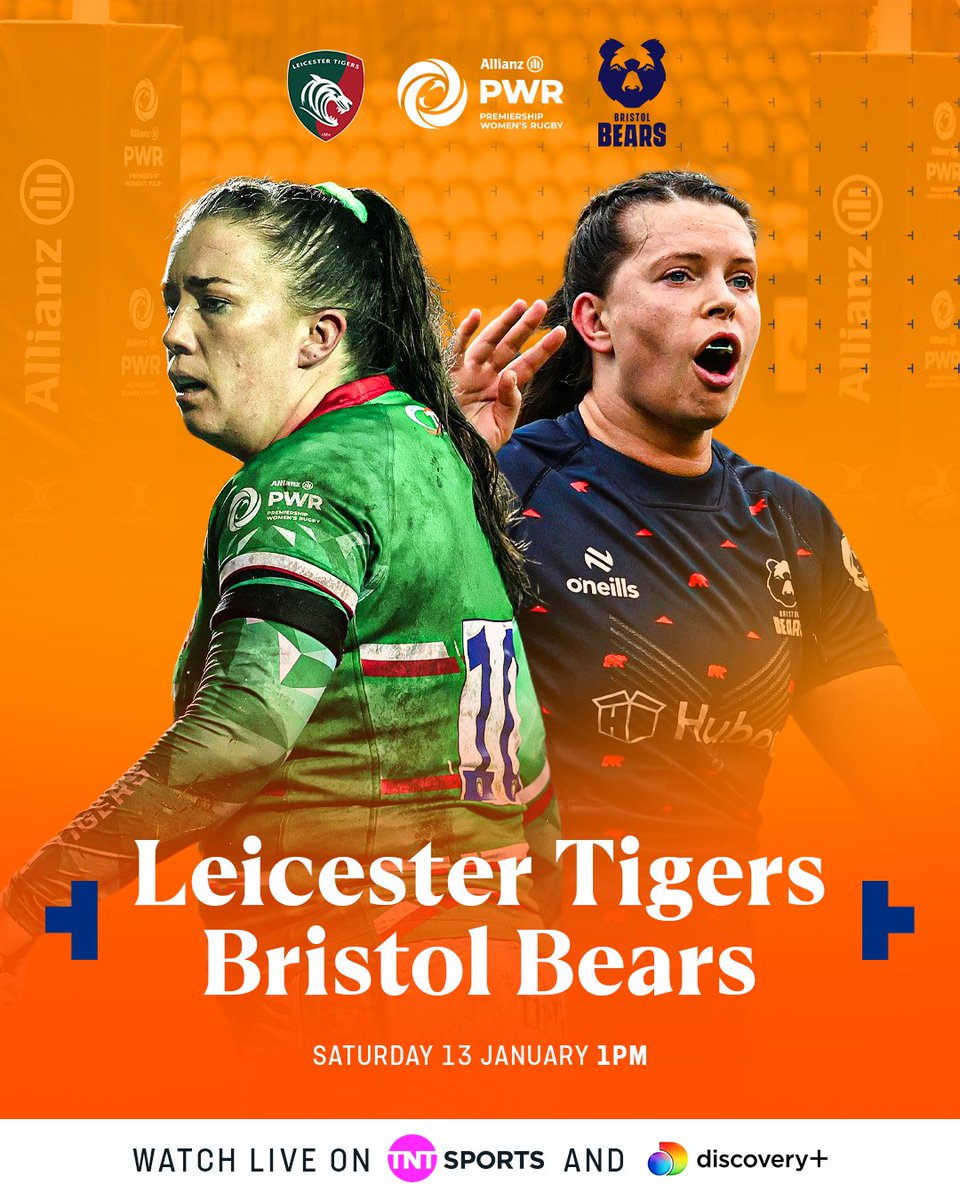🐯 v 🐻

Watch <a href="/TigersWomens/">Leicester Tigers Women's</a> host <a href="/BristolBearsW/">Bristol Bears Women 🐻</a> from 1pm on TNT Sports and <a href="/discoveryplusUK/">discovery+ UK</a> 📺

#PWR | <a href="/ThePWR/">Premiership Women's Rugby</a>