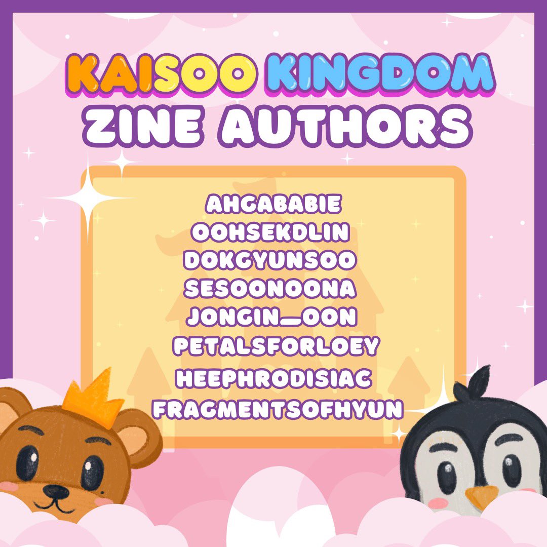 Had an opportunity to create artworks for this kaisoo kingdom fanfic zine :^) and some of the pubmats for the event 🥹🫶. Thank you so much for trusting me ♡♡  

@ahgababie @piscestokki @jongin_oon @heephrodisiac @prettyboysuh