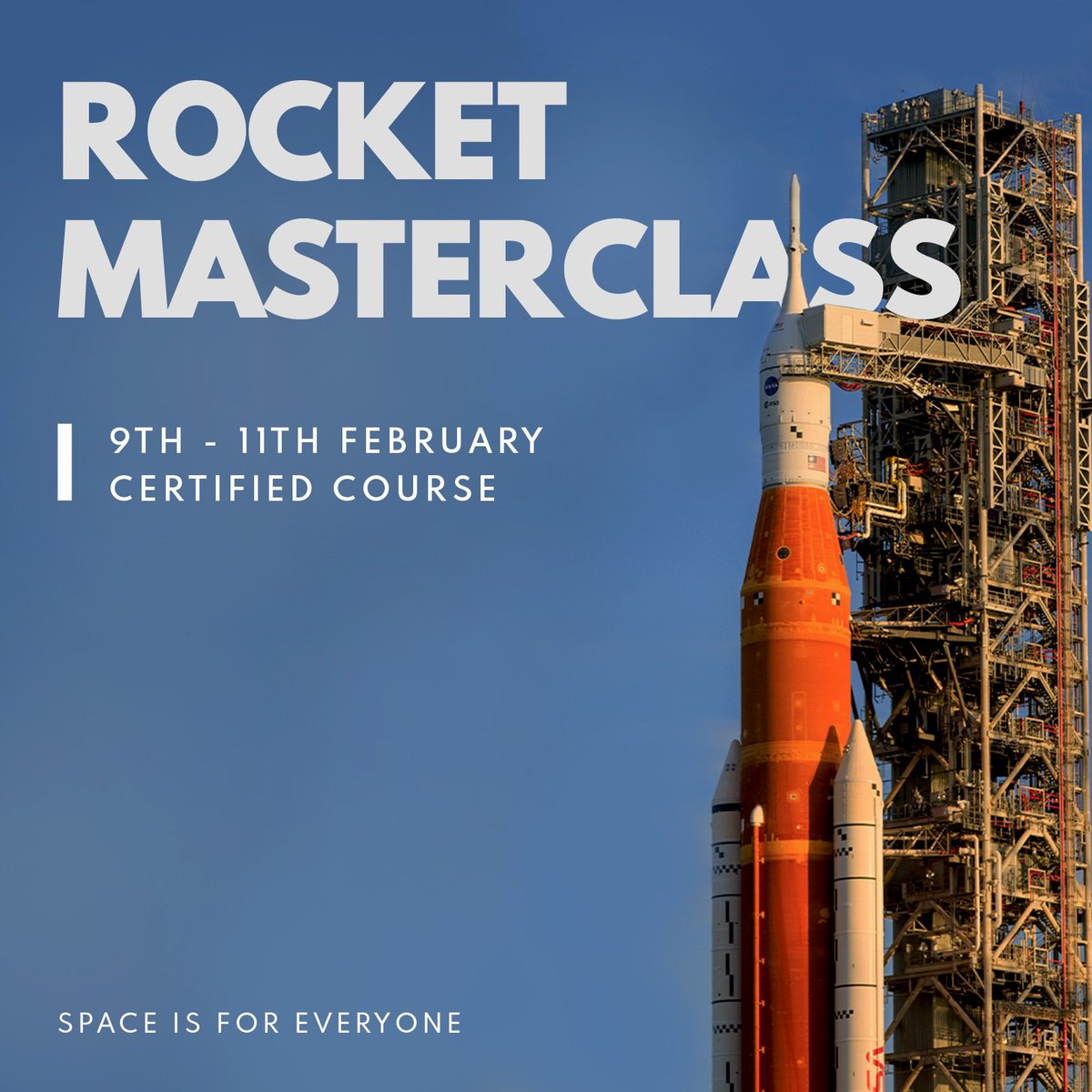 We are coming up with the ROCKET MASTERCLASS to teach the concepts of Rocket Engineering. Date: 9th - 11th February Time: 7:00 PM IST - 8:30 PM IST Registration fee: INR 900 Registration link: bit.ly/RMC-STAR Let's make Space for Everyone!