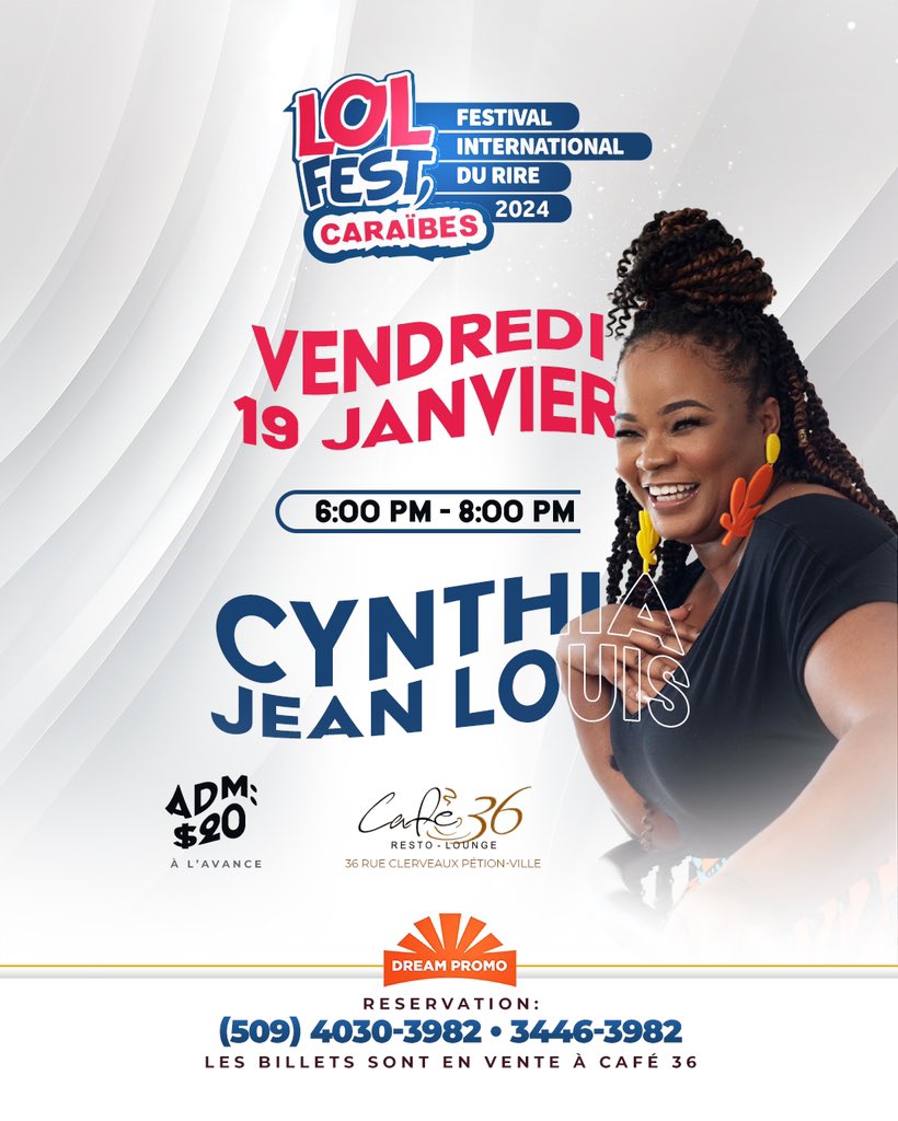 C’est parti! LOL FEST est de retour. Le lanacement aura lieu ce 19 Janvier à Café 36/ La Lorraine avec Cynthia Jean Louis