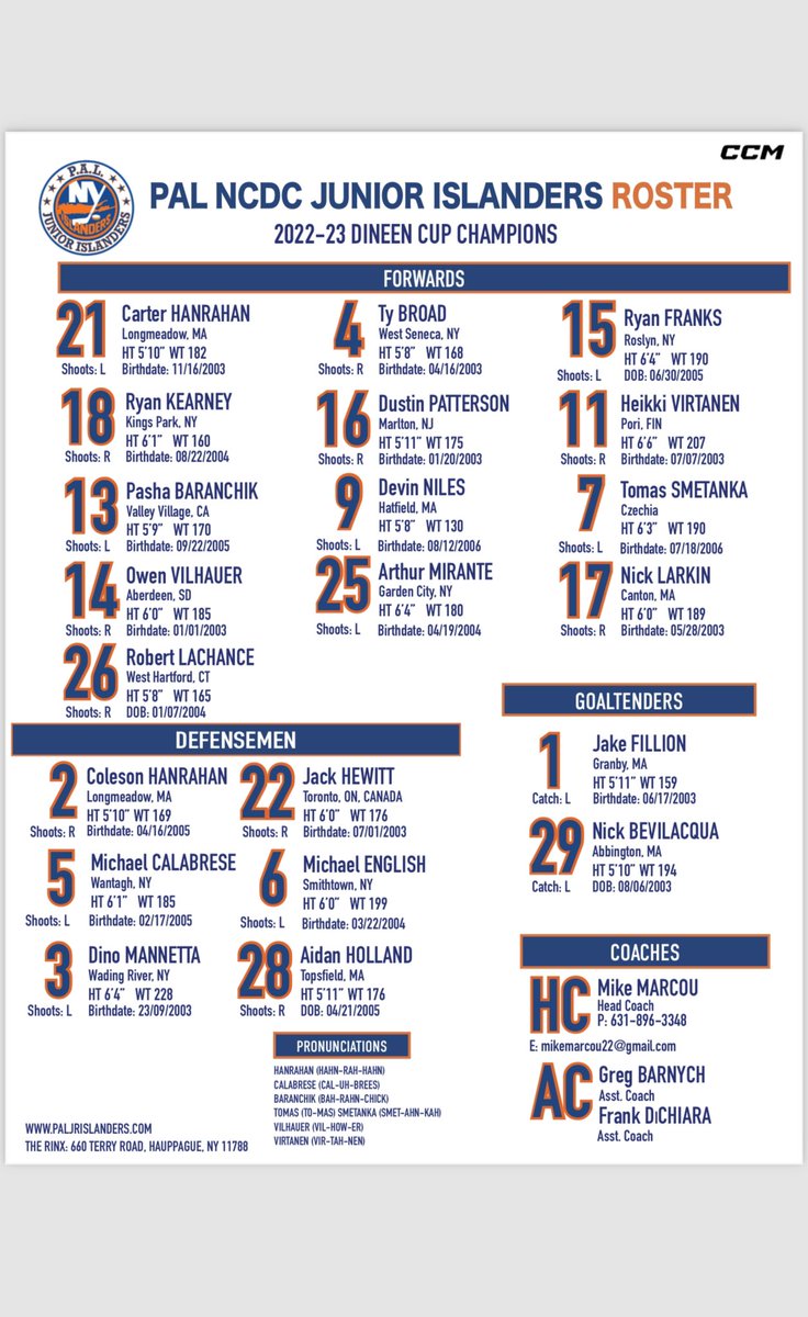 paljrislanders's tweet photo. Today’s roster vs the Jersey Hitmen

#roster #getontheisland #gameday #hockey #isles #soback #ncdc #usphl #paljrislanders2324 https://t.co/EvBhMkkDke