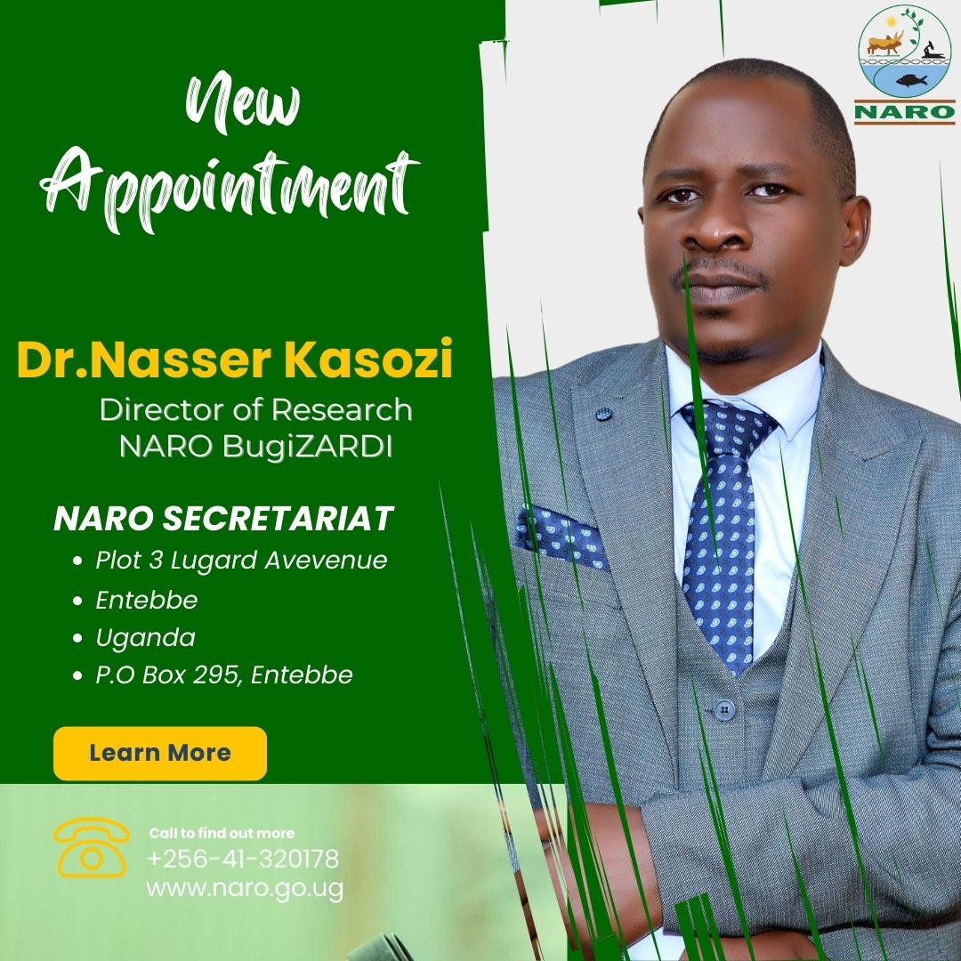 Join us in extending a warm welcome to Dr. Kasozi Nasser @kasozinasser as the new director of research at @NaroBugizardi. His dedication to advancing agricultural research aligns seamlessly with our mission @narouganda