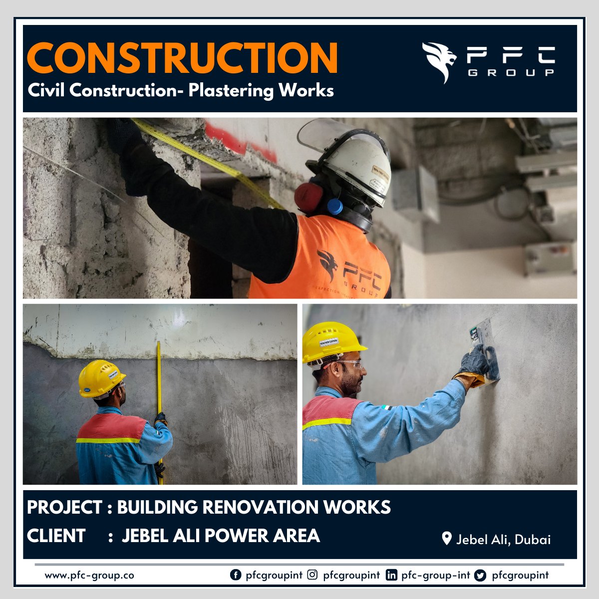 pfcgroupint's tweet image. PFC Group has expertise in Construction Solutions across the UAE. PFC Group completed the Plastering Works at Jebel Ali, Dubai.

#BlockWorks #Construction # Renovation Works #CompleteSolution #Plastering