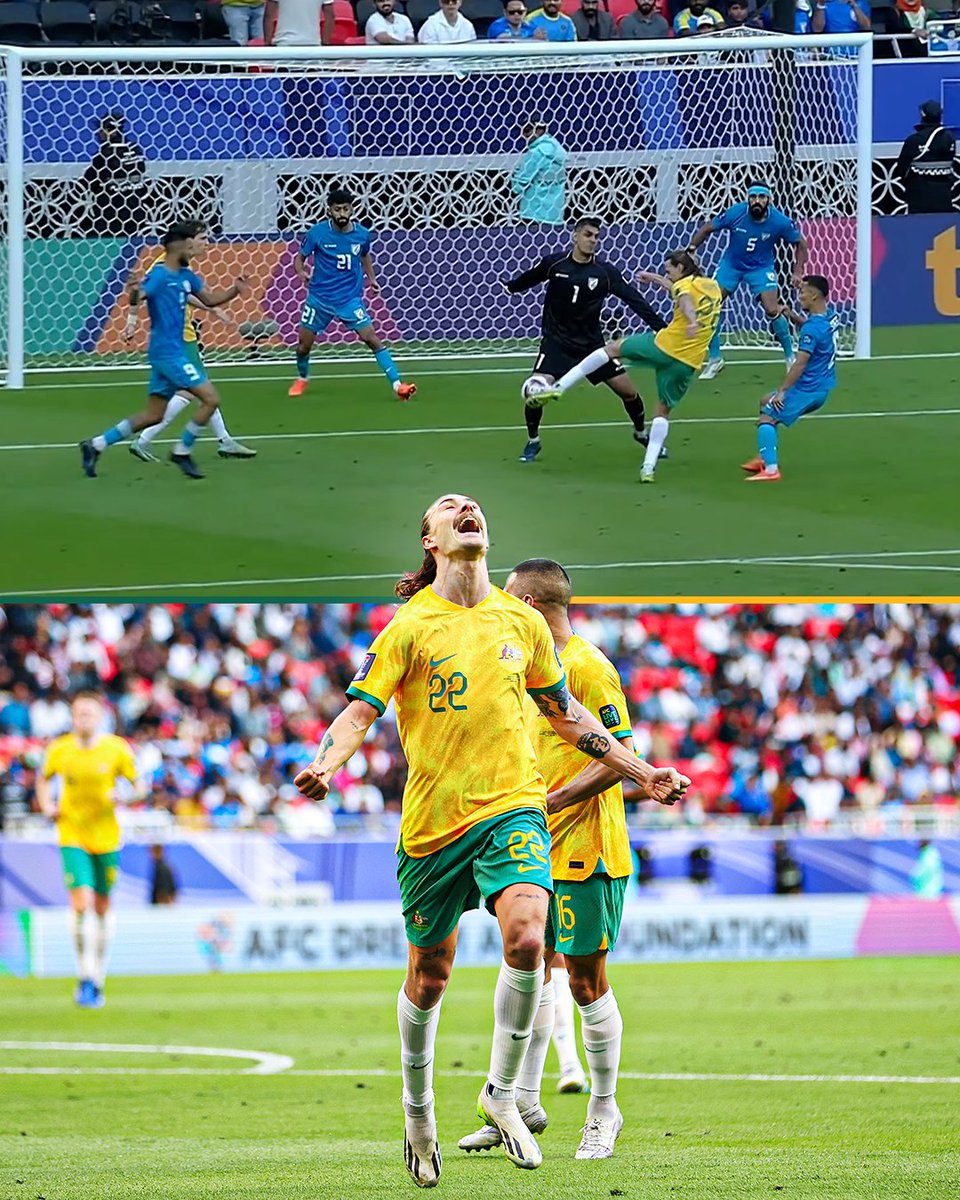 THE SOCCEROOS SCORE THEIR FIRST GOAL OF THE ASIAN CUP 🇦🇺🔥 Jackson Irvine fires the ball home to put Australia in front against India! Tune in on Channel 10 📺 📰 Details: bit.ly/3SfbQaY #AUSvIND #Socceroos #AsianCup2023