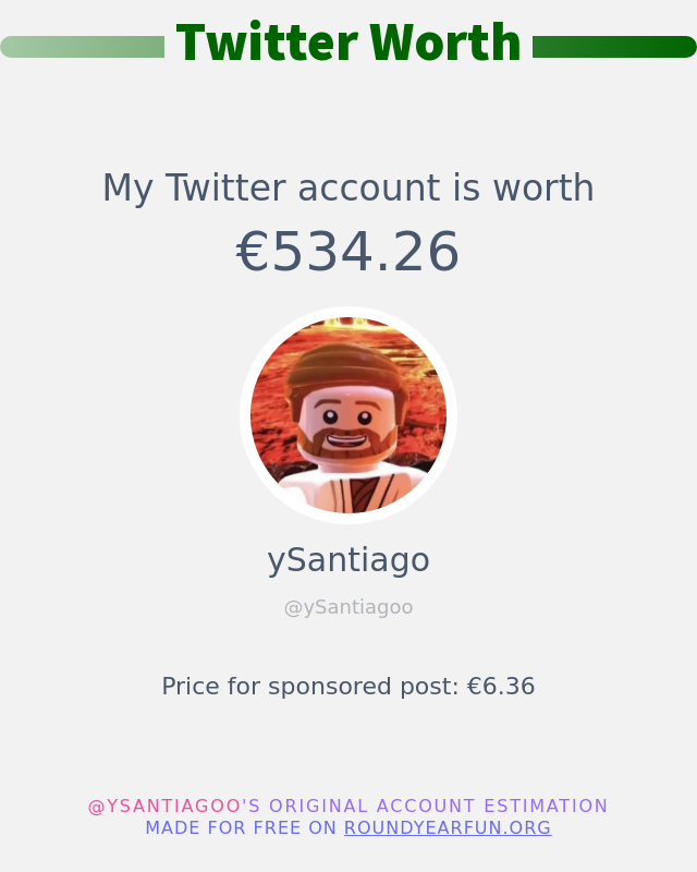 Mein Twitter-Wert ist: €534.26

➡️ funxgames.me/twitterworth?l…