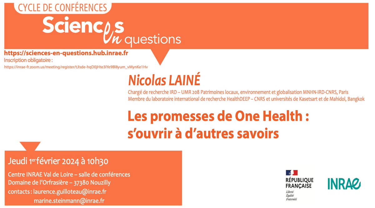 On Februrary 1st, I ll be give a conference on #OneHealth at @INRAE_France Sciences en Questions
more info: sciences-en-questions.hub.inrae.fr/actualites/con…
