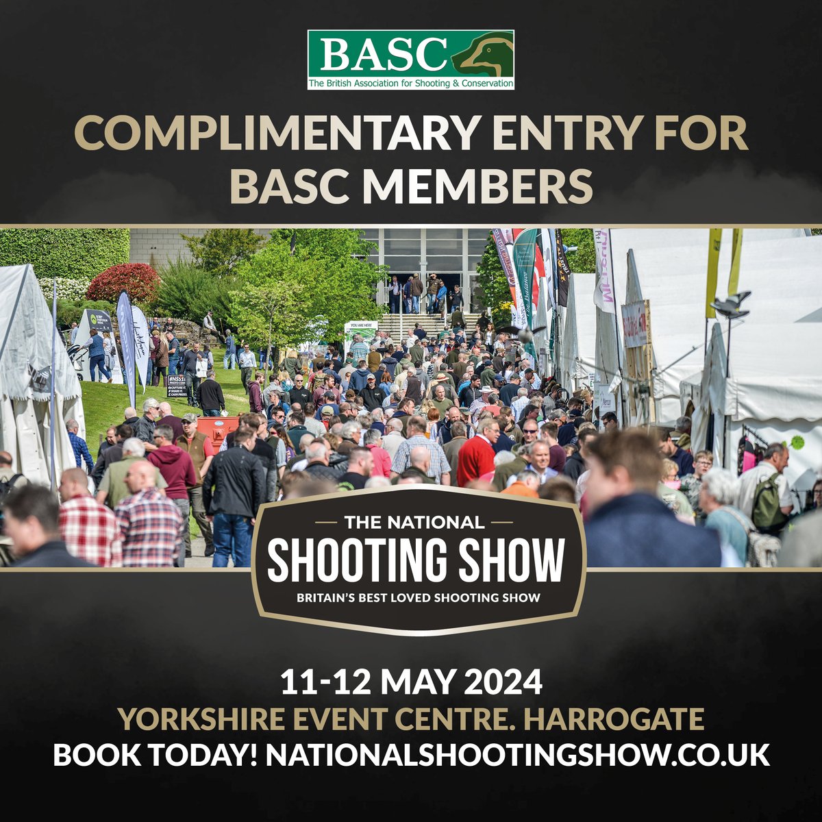 Are you filling your 2024 calendar? Don't forget to pencil in the @nationalshootingshow on the 11 and 12 May. BASC members can book their complimentary tickets using their membership number. orlo.uk/GET_BASC_TICKE… #NSS2024