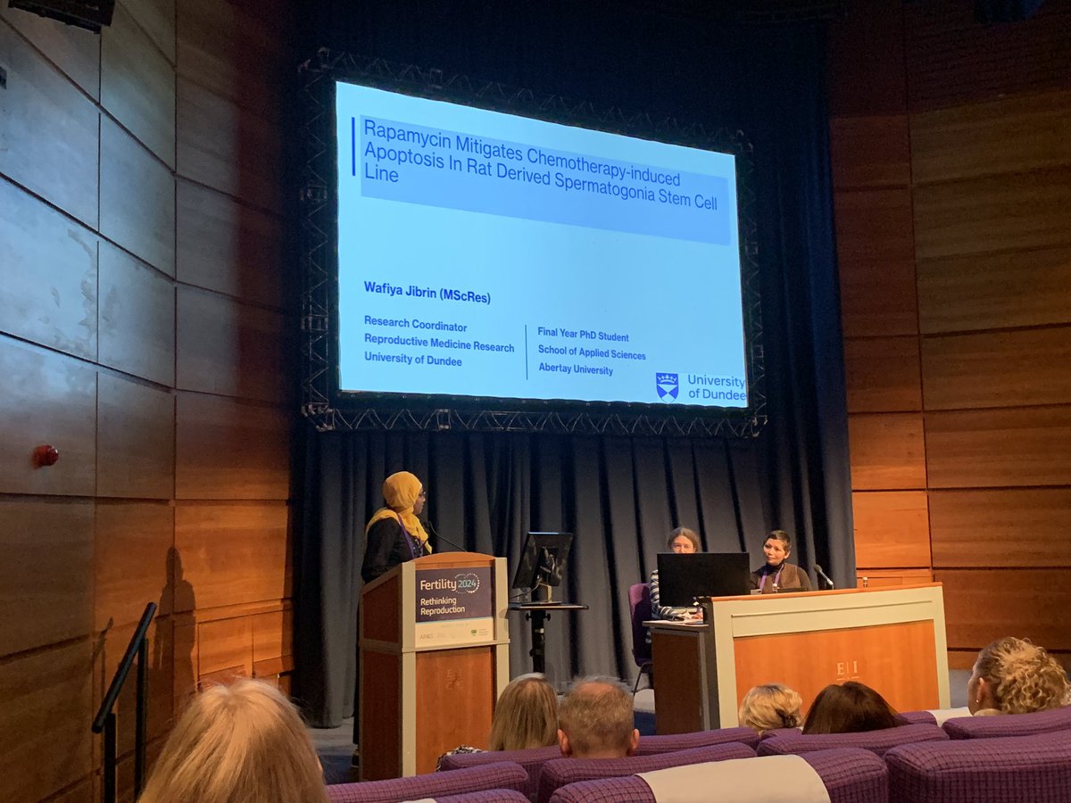 My colleague Wafiya has accidentally stumbled into reproductive biology, great to hear her talk about her RMRG work combining her background in cancer research with her newfound repro skills #fertilityconferences