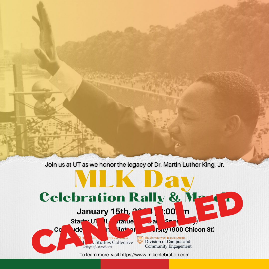 ‼️UPDATE: Monday's MLK DAY Celebration Rally & March is CANCELLED due to weather. ❄️ Check bit.ly/48Sfugw for details & make-up plans.
