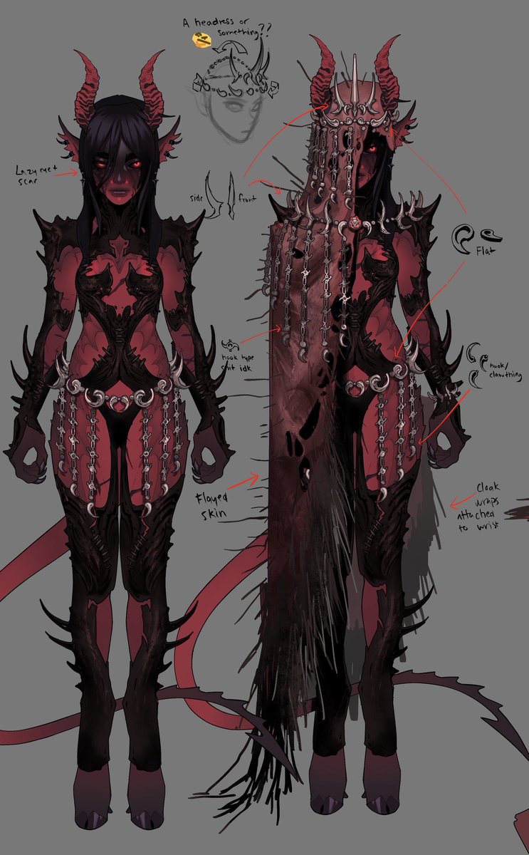sweetlychii's tweet photo. Been sick so not much to post tbh but here’s some design notes for myself of durge https://t.co/kyXvUBiaoO