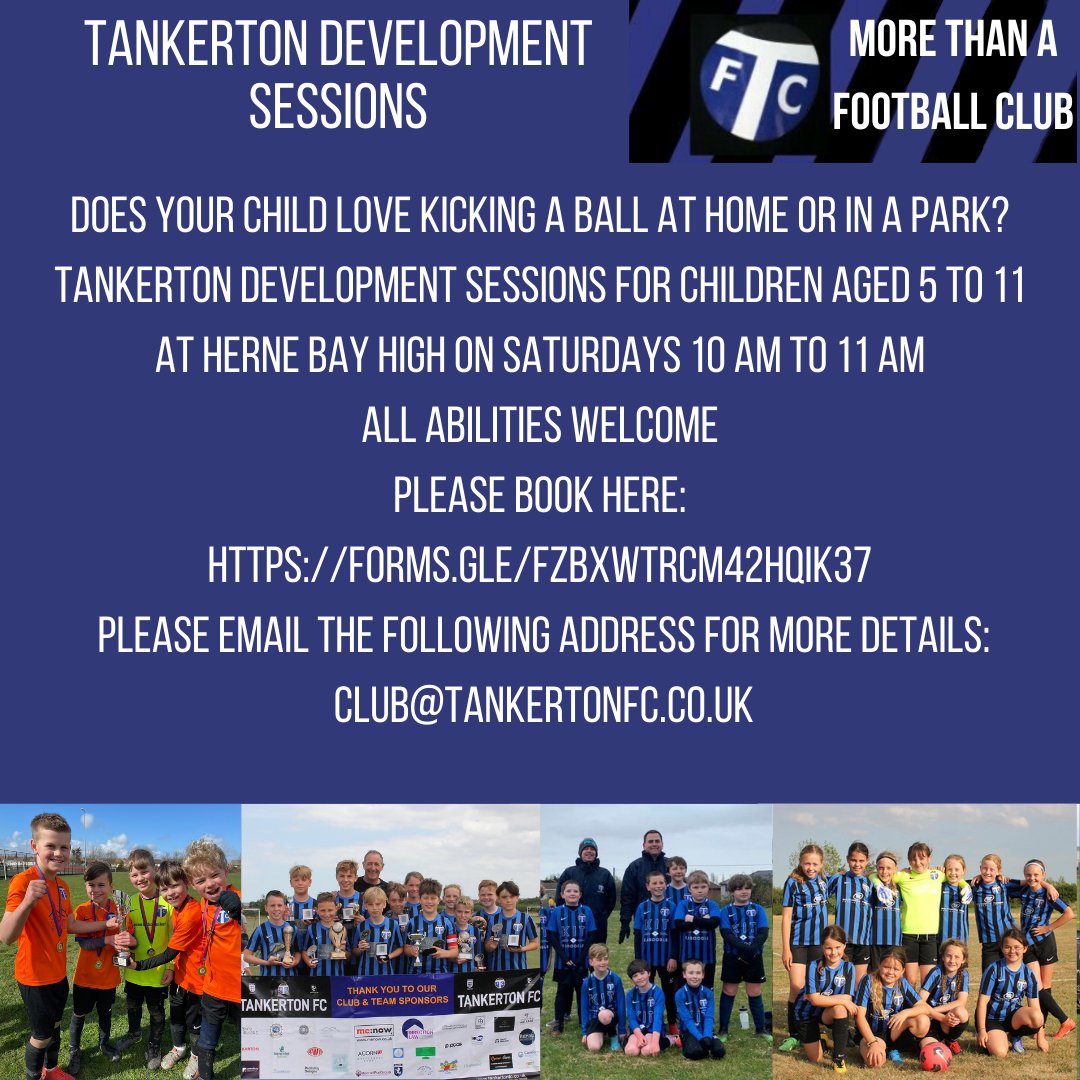 Fantastic development session this morning!

Football sessions are for players aged 5 to 11 years old. 

tankertonfc.com/index.php/news…
