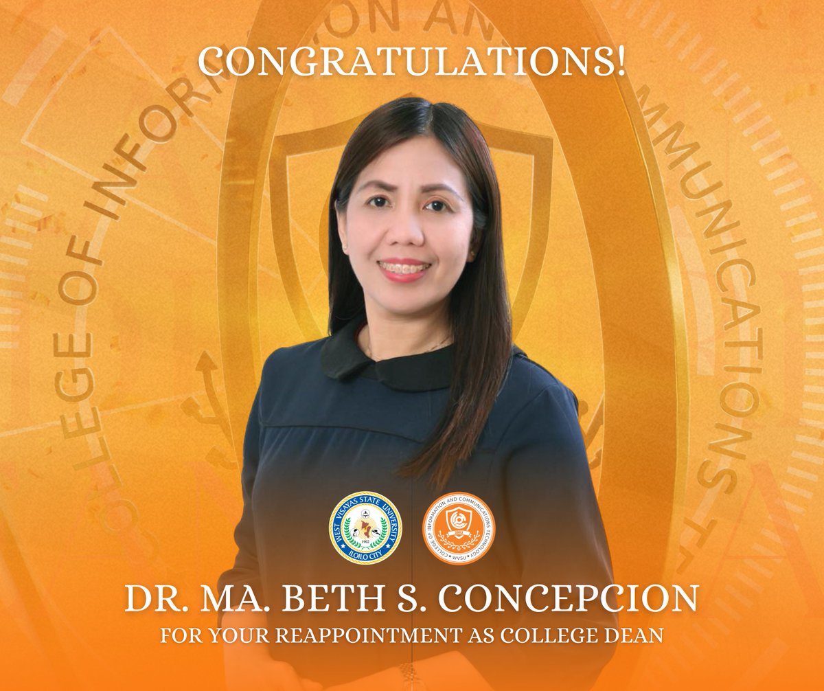 cictwvsu's tweet photo. 🎉 Celebrating Dr. Ma. Beth Concepcion's reappointment as Dean of the College of Information and Communications Technology (CICT) 🎉 https://t.co/biKsxfRgUe