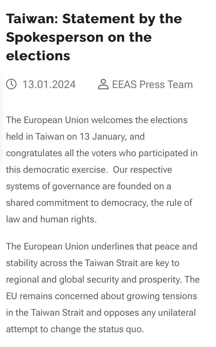 ExtSpoxEU's tweet photo. Taiwan: Statement on the elections 👉 https://t.co/Gqe70Lak5M https://t.co/YBYXSfasj0