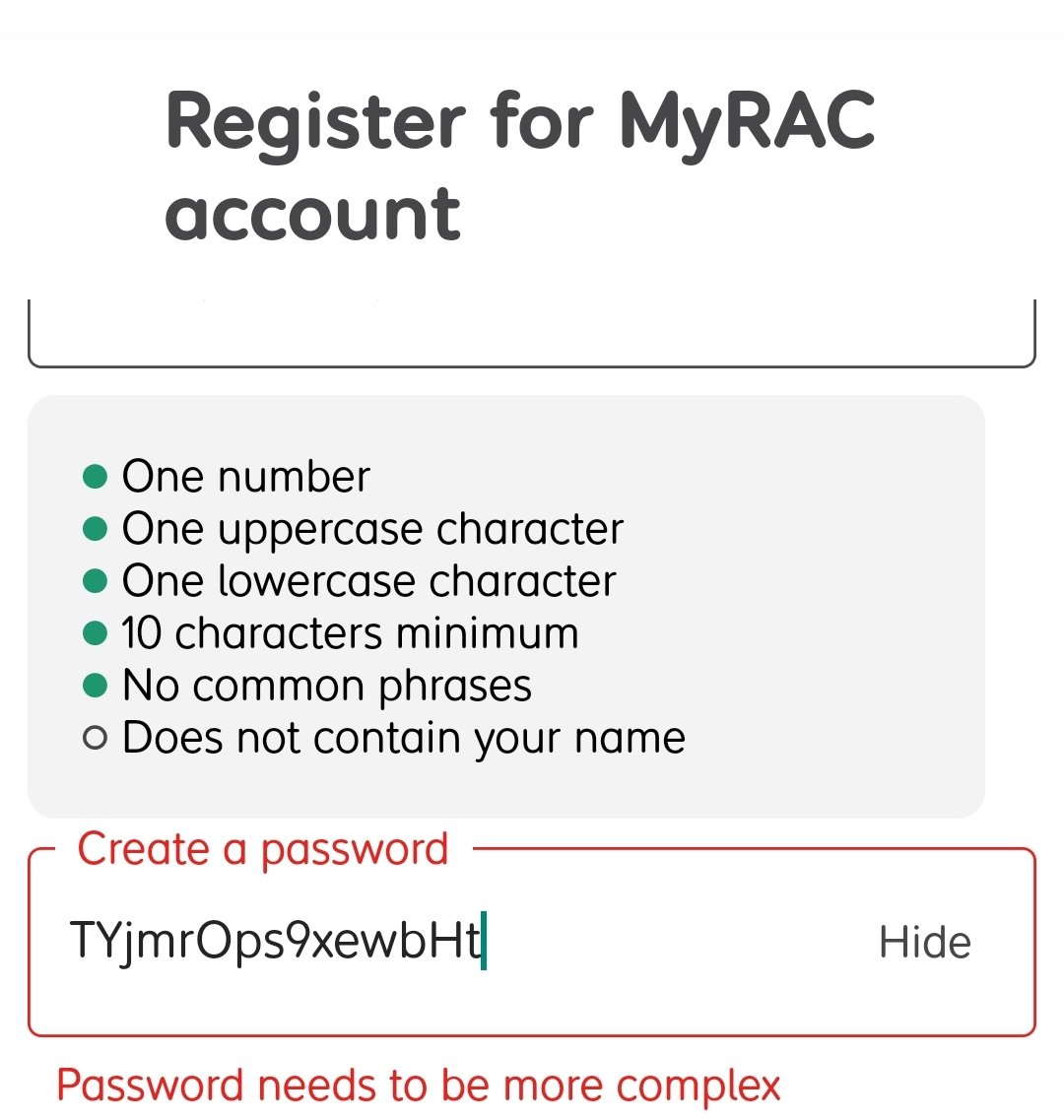 Ginaatonic's tweet photo. @TheRAC_UK Trying to activate myrac account.

Honestly stumped at how to create a password on the app 🤷‍♀️ https://t.co/osJPBud1SX