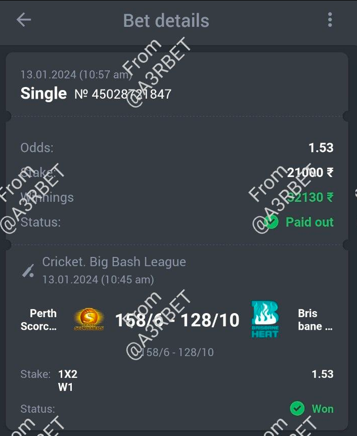 A3RBET's tweet photo. Cricket - Big Bash League

🏏 Perth Scorchers ML ✅
🔖 1.53
💵 21 Units

#GamblingTwitter #SportsBetting #TeamParieur #SportsBet #Betting #FreePicks #A3RBET #SportsBettor

#CricketTwitter #Cricket #BigBash #BigBashLeague #BBL13 #BBL #BrisbaneHeat #HeatBBL #BringtheHEAT

Like + RT https://t.co/gcXTmEVxUA