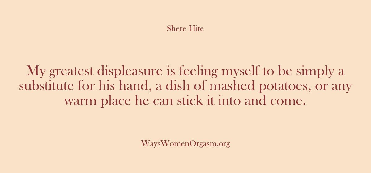 LrnAbtSexuality's tweet photo. Uncover intriguing discoveries on the topic of female orgasm from this excerpt from 'The Hite Report', a groundbreaking #SexResearch study. Learn, share, and empower! #SexualFindings #WomenEmpowerment https://t.co/fsRXddKklF