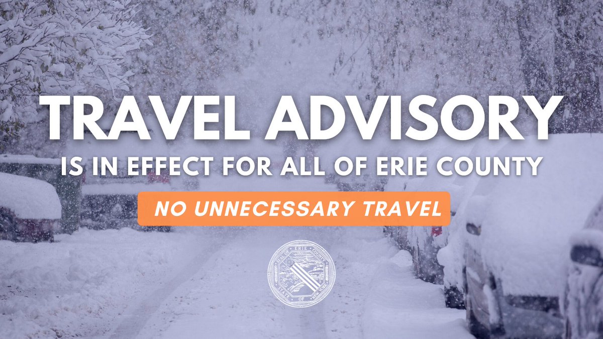 markpoloncarz's tweet photo. A State of Emergency is now in effect for all of Erie County in anticipation of the coming very high windstorm and following Lake Effect Snowstorm.
A Travel Advisory is in effect for the entire county. No unnecessary travel is recommended. Please be careful. https://t.co/wWUCiGFHgO