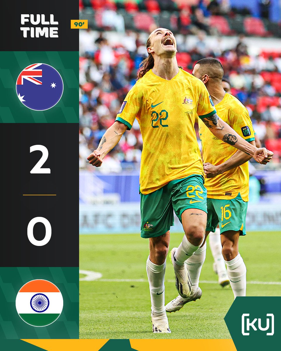 The Socceroos get their Asian Cup campaign off to the 𝐩𝐞𝐫𝐟𝐞𝐜𝐭 start 🇦🇺🔥 Second half goals to Jackson Irvine and Jordy Bos see Australia secure a opening game win against India in Group B 👏 📰 Match Report: bit.ly/4b92vsP #AUSvIND #Socceroos #AsianCup2023