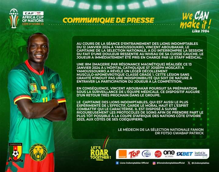 Matockjunior's tweet photo. Le point sur la situation du capitaine des Lions indomptables
#CAN2023 https://t.co/OzAjqBCjm6