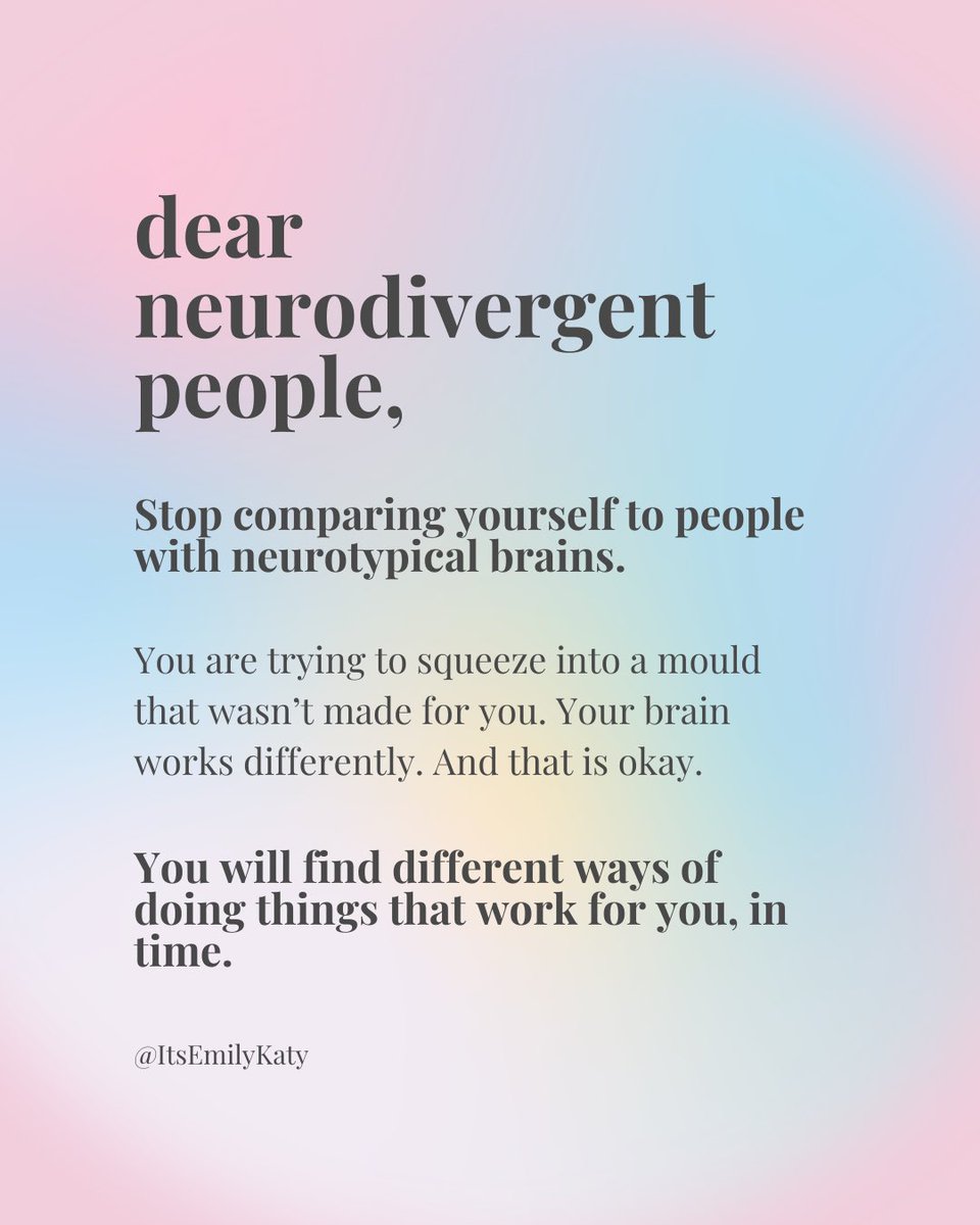 ItsEmilyKaty's tweet photo. A note for neurodivergent people. https://t.co/Jt8l0bD4DU