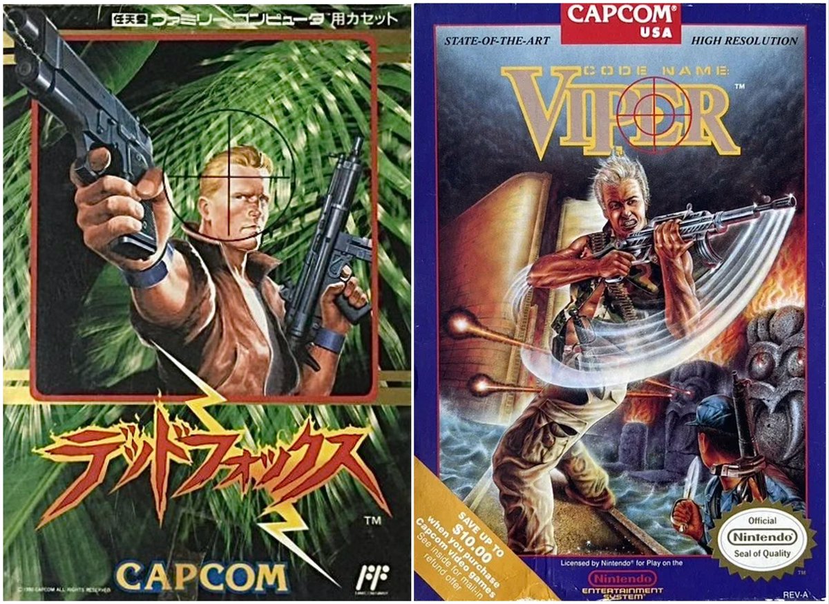 JoachimHesse's tweet photo. Von Rolling Thunder kann man im Grunde nicht genug bekommen, dachte sich wohl Entwickler #ArcSystemWorks und programmierte für Capcom #NingenHeikiDeadFox (デッドフォックス). Als #CodeNameViper ist es 1990 auch für #NES in USA erschienen. Welches Titelbild gefällt euch besser? https://t.co/zFABdQf73Y
