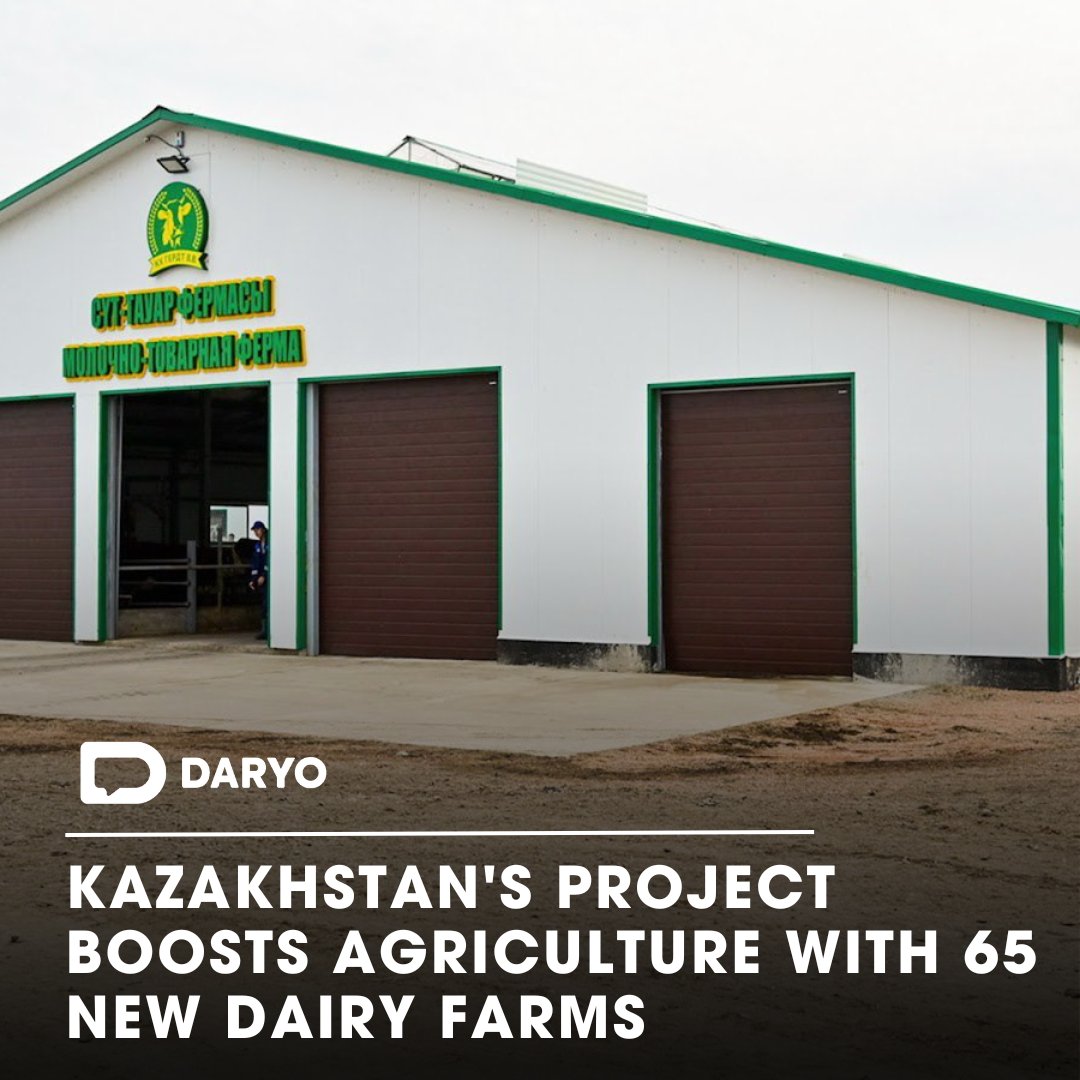 #Kazakhstan's project boosts #agriculture with 65 new dairy farms for increased milk production 

🐄🚜💰🌾 

The 65 facilities, a #mix of new establishments and expansions of existing #dairyfarms, are scheduled to commence #operations within the current year. 

👉Details  —…