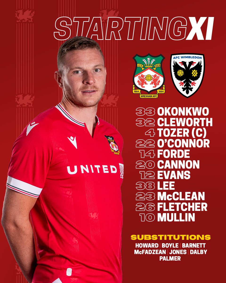 TEAM NEWS | Wrexham AFC vs AFC Wimbledon 🔘 Unchanged from our Emirates FA Cup victory over Shrewsbury Town 🔴⚪️ #WxmAFC