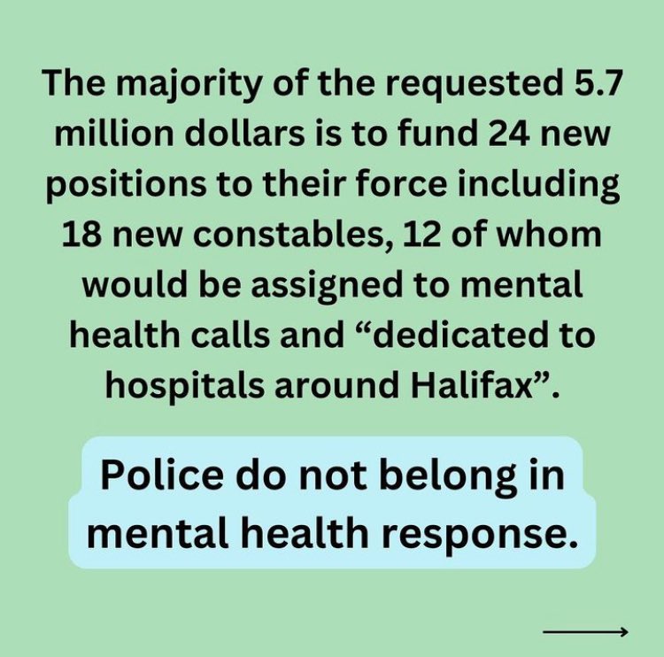 CommunityNotCop's tweet image. The Halifax Regional Police are proposing a budget increase of $5.74 million for 2024-25. This increase would fund 24 new positions within the HRP. 

Want to join the fight against HRP’s 2024-25 budget? Click the link in our bio to sign our open letter to Halifax Council