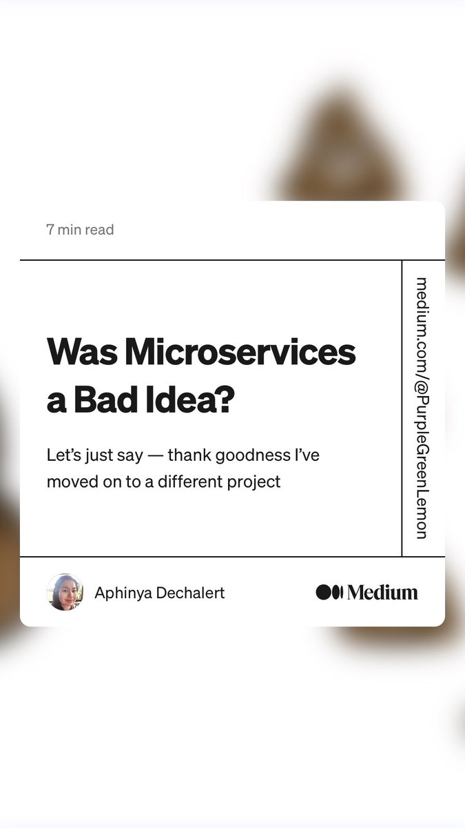 risinglf's tweet photo. “Was Microservices a Bad Idea?” by Aphinya Dechalert
https://t.co/8NJnzRJWoy https://t.co/fmqrBgLdjd
