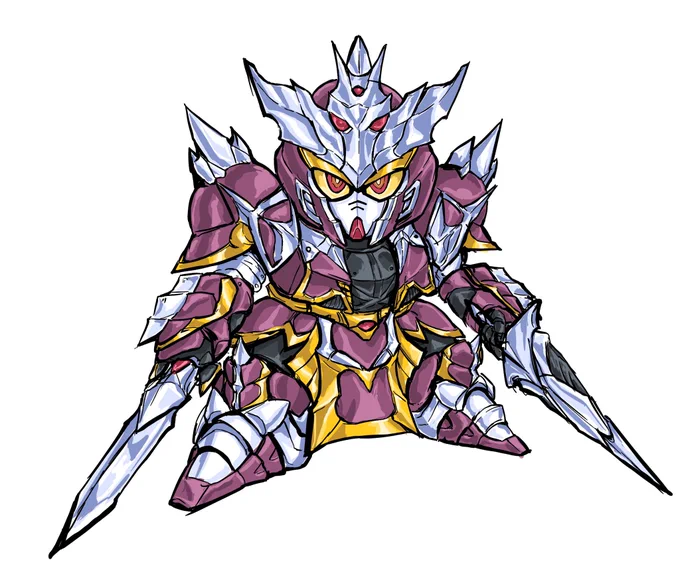 今日のオリSD 途中まで黒騎士のイメージで描いてたけどいつもあまり赤系のを描かないので赤くしてみた