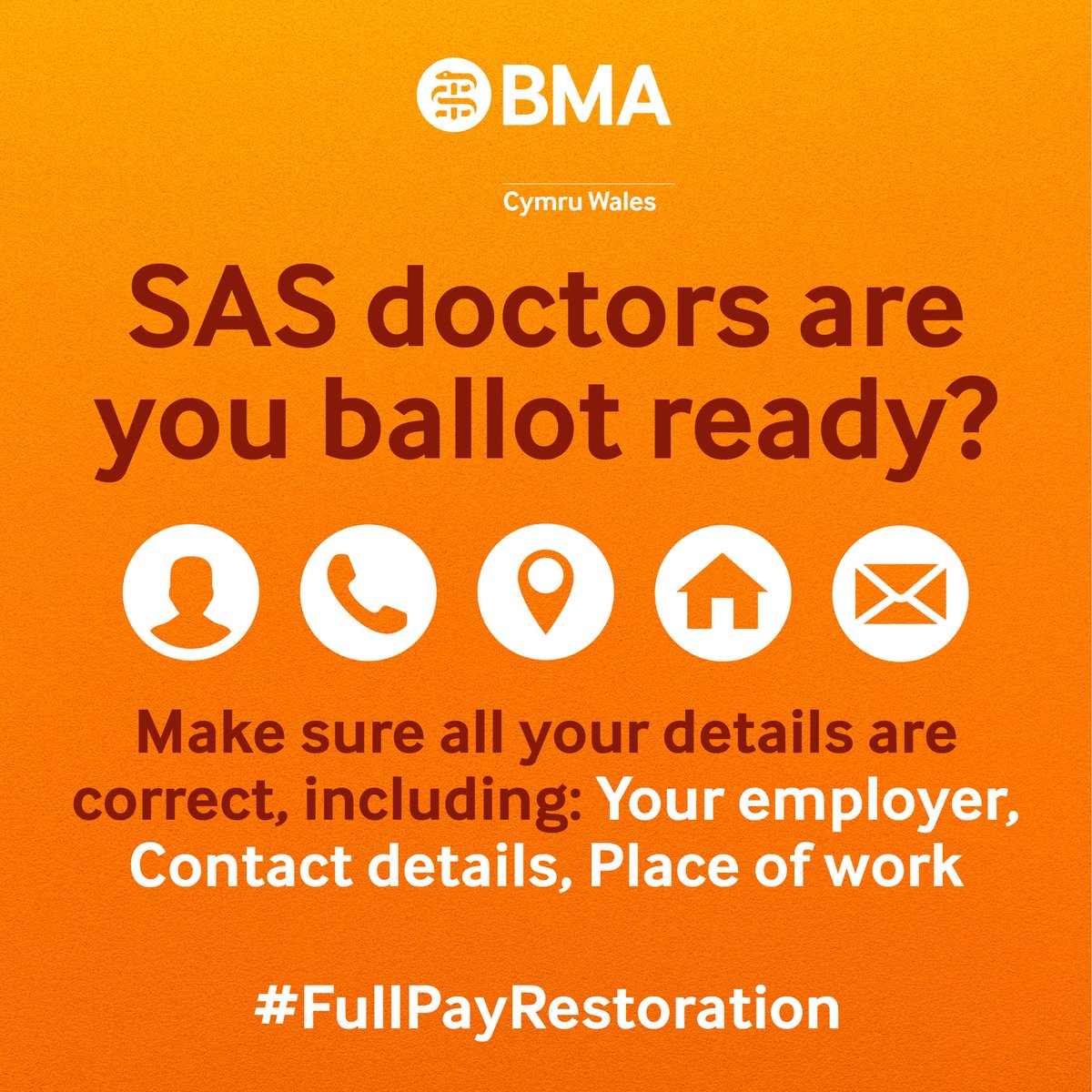 BMACymru's tweet photo. 🩺SAS doctors in 🏴
🗳️Are you #BMAballotready?
💻 Don't miss out on the chance to vote in the ballot for industrial action which opens on Monday 22nd January. Update your details now!
🗣️If you're not a member, #jointheBMA to have your say ➡️ https://t.co/Flo08OUXnz https://t.co/oguQGmy1K2