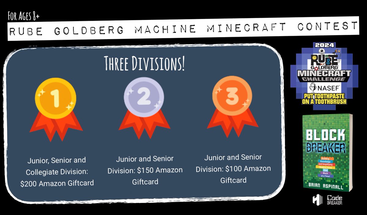 Our friends at @RubeGoldberg have launched their 2024 Digital Rube Goldberg Machine Minecraft Contest with @NASEFedu! Check out @blockbreakeredu too! #HackTheClass 🤖 The 2024 Digital Rube Goldberg Machine Contest is a STEAM competition where students (including K-12 and…