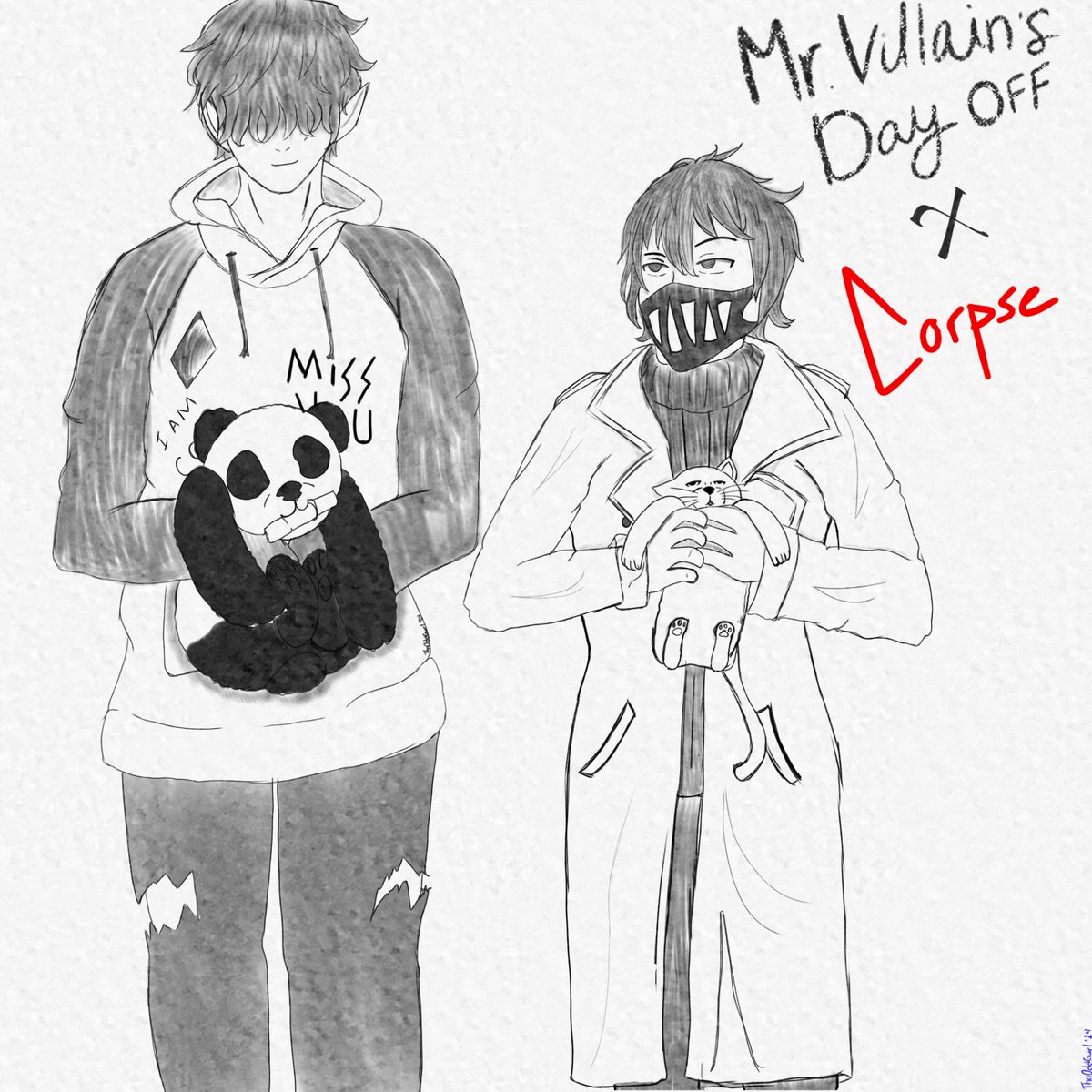 I can explain..... It's called 'Wishful Thinking' At the very least, I got to draw Corpse in a turtleneck with a bingus. Happy first #corpsetwtartistday Of 2024!! #CORPSE #corpsefanart #ctwt #corpsetwt #mrvillainsdayoff (more in the alt)