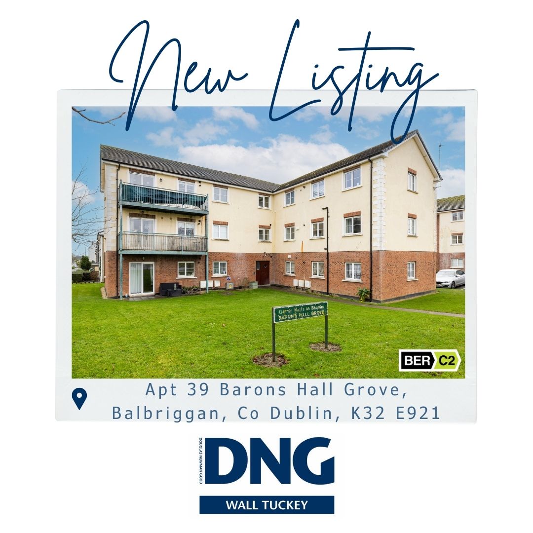 NEW LISTING

Apt 39 Barons Hall Grove, Balbriggan, Co. Dublin 

Well presented 2 bedroom 1st floor apartment.

For further details and viewing arrangements, please contact the office on  01 8418100

#yourmoveourpeople
#dngknowyourarea