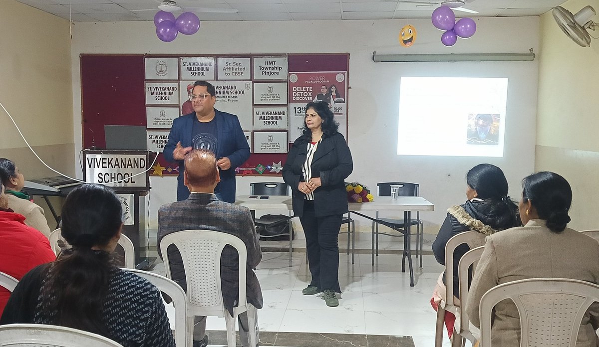 SVMS_Pinjore's tweet photo. 🌟 Inspiring workshop alert! St. Vivekanand Millennium School hosted "Delete Detox and Discover" on Jan 13, 2024. Renowned speakers Mr. Sumit Shrivastava &amp; Ms. Gauri Shrivastava fueled transformation with anecdotes. Principal Dr. Piyush Punj praised the fresh perspective. 📚 https://t.co/NCO3FGx4V1