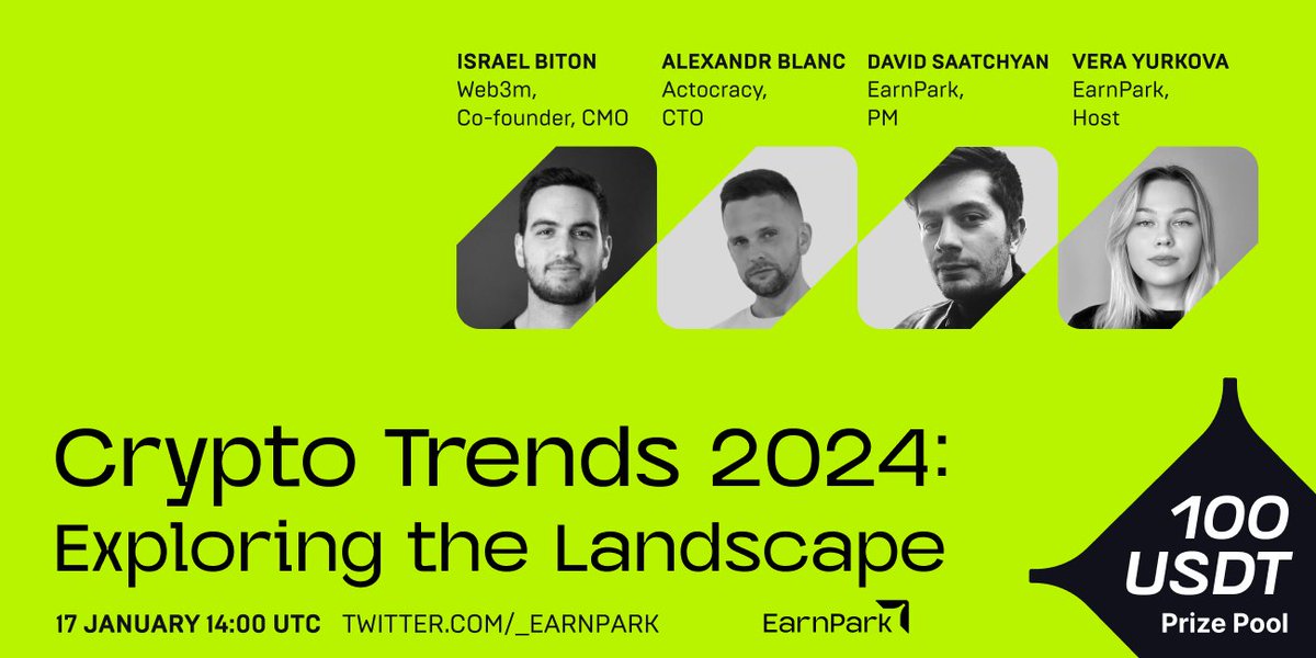 Join us for "Crypto Trends 2024: Exploring the Landscape" space🚀

📍x.com/i/spaces/1YpJk…
📅January 17th, 14:00 UTC 
💰Prize Pool: 100 USDT  
📣Speakers: <a href="/actocracy/">ACTOCRACY 🗿 act-o-cracy</a>, <a href="/_WEB3M_/">Web3M</a>

How to win prizes: 
1️⃣Join the raffle: link3.to/e/dFALQo
2️⃣Like &amp; RT