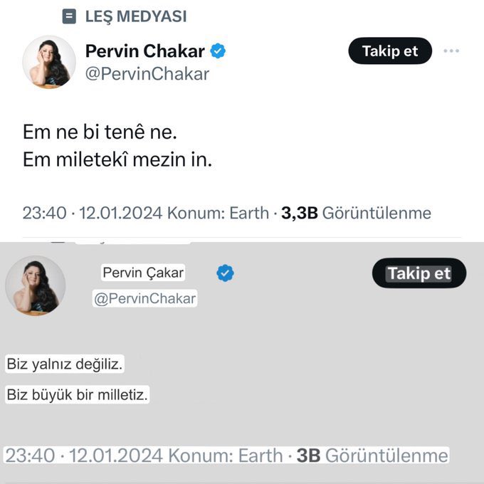 yekvucutcom's tweet photo. Özgür Özel’in elini öptüğü, Türkiye'yi işgalci gören ve "Kürdistan Rüzgarı" isimli bir albümü olan PKK yandaşı Pervin Chakar’ın 9 şehit verdiğimiz gece yaptığı paylaşım👇 https://t.co/vUbuGQ5Zw8