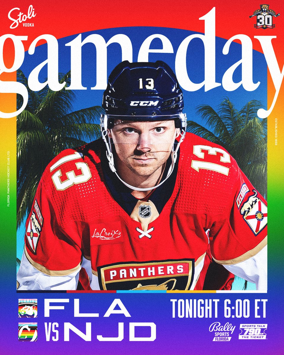 FlaPanthers's tweet photo. Saturday night hockey at @AmerantArena as we celebrate Pride Night! 🏳️‍🌈 https://t.co/G8MuIBq4no