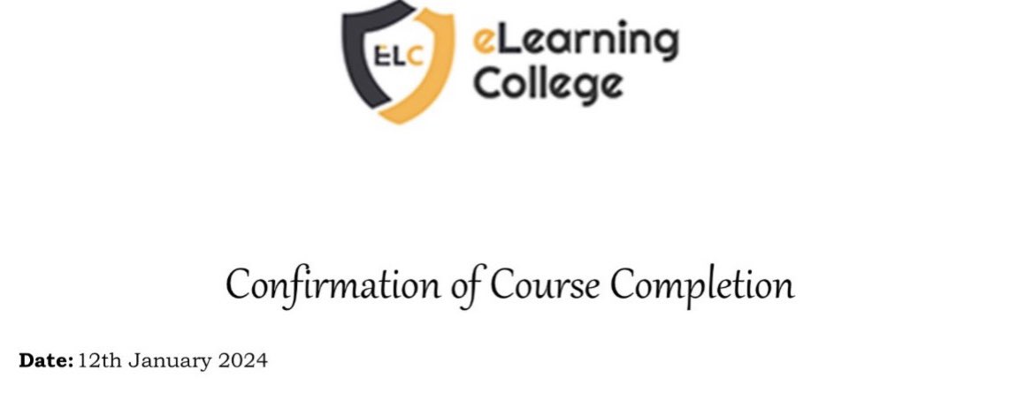 Excited to Share a Personal Milestone, I have successfully completed a Diploma in #Leadership & #Management from the ELC e-learning centre.
I'm looking forward to the new challenges and opportunities that lie ahead.
#LeadershipDevelopment #ManagementSkills #ProfessionalGrowth