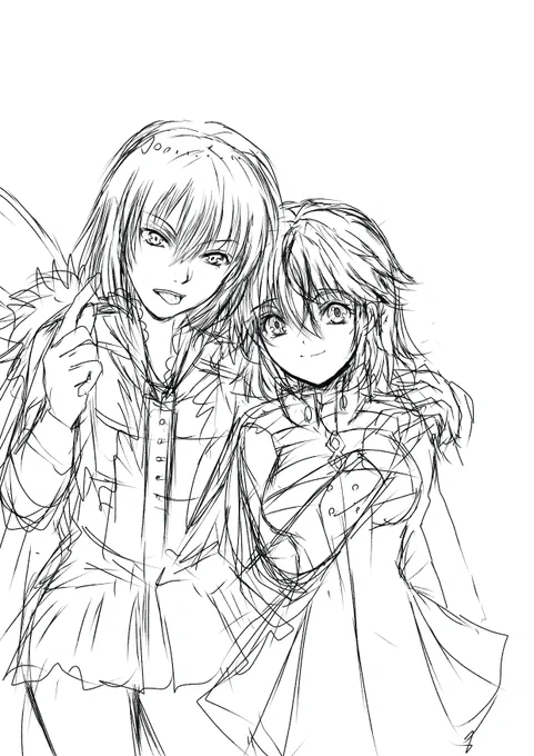 #このタグを見た人はラフ画とその完成絵を見せる
どの絵にしようか迷ったんですが、最近の絵で割と頑張れたかな?と思う絵だったので。 