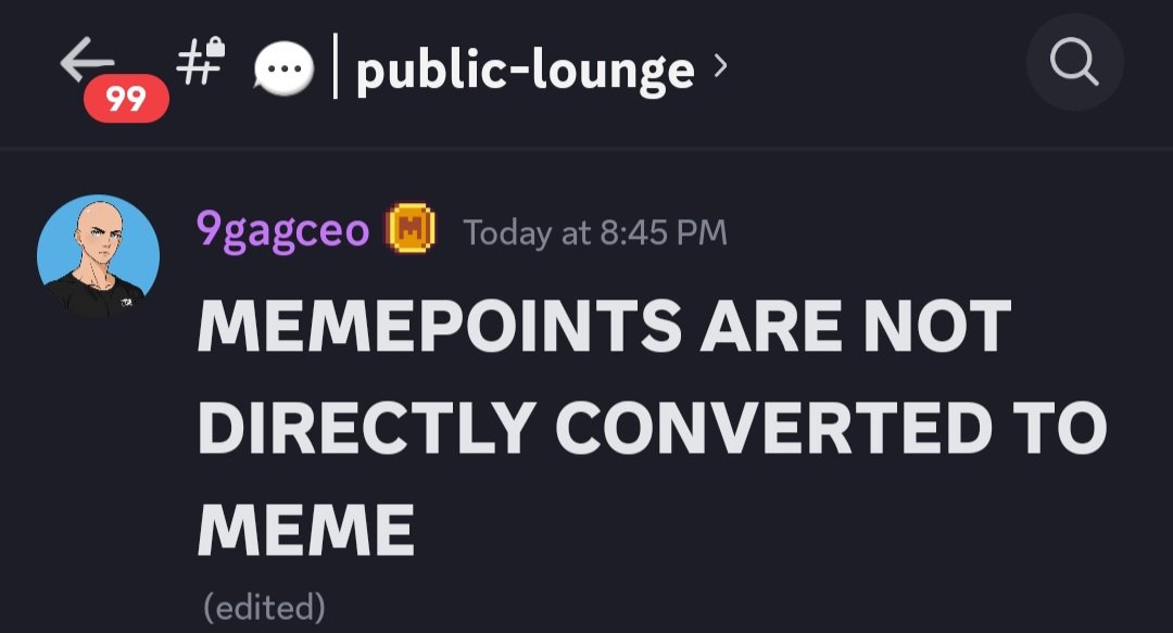 Here are the Frequently Asked Questions on public lounge at @Memeland Discord:

1. How much is the conversion? 
- No details yet. But Memepoints is not equal to $Meme

2. Is 3:1 the conversion?
- No. 3:1 is a Bible verse (Ecclesiastes 3:1)

1/