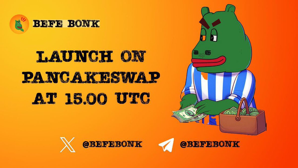 🔪 UPDATE Launch 

🐰 BefeBonk launch will be today 15UTC. 

🟢Avedex Trend Nr.1
🟢Dexview Trends
🟢Dextools Listing/ Update
🟢Moontok Listing
🟢Moontok Trend Nr.1
🟢CN Token Listing
🟢CN Token Trend Nr.1
🟢Moontok Banners
🟢Ntm Listing

✅Chart: dexview.com/bsc/0xf209Ad55…