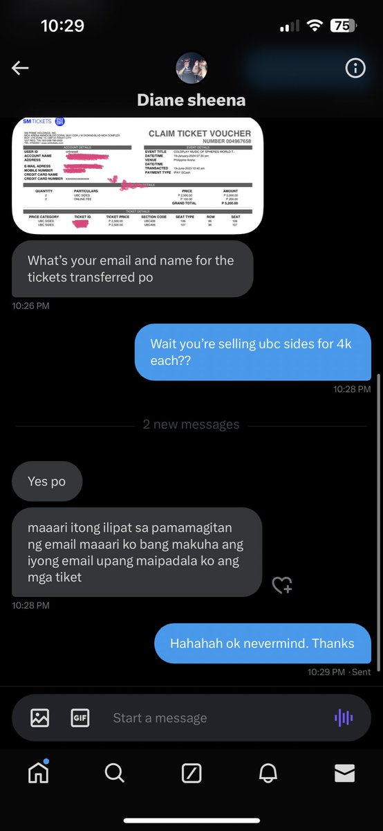 patfontejon's tweet photo. Diane sheena is selling UBC SIDES coldplay tickets for 4k each but SRP is just 2.5k each hahahahah and she blocked me lols 

Wtb lf coldplay tickets ph 

Be aware of her hahahahha https://t.co/1MTxaPQzPq