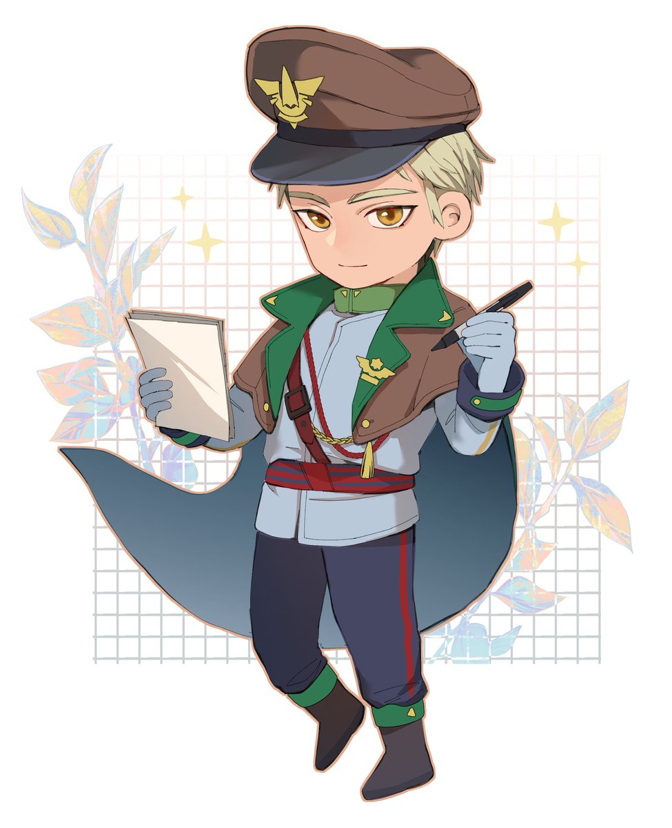 1boy male focus hat chibi solo gloves blonde hair  illustration images